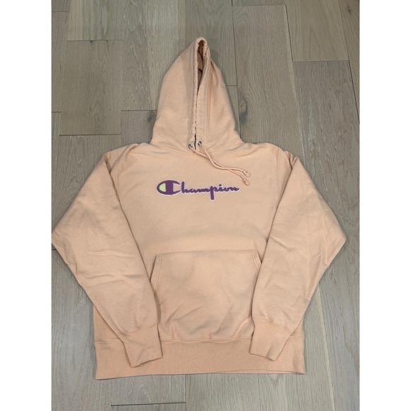Champion Tops - Champion Reverse Weave Peach Logo Hoodie Sweatshirt Womens Size Medium